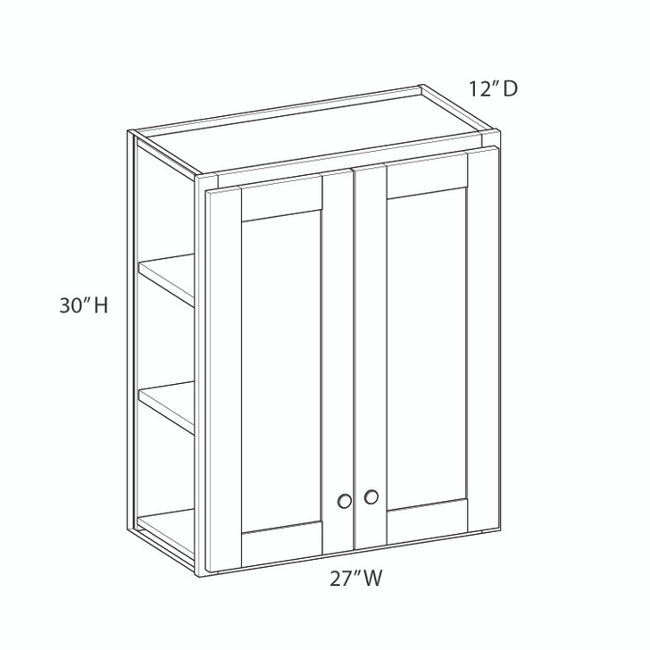 Aberdeen Ready to Assemble 27 in. W x 30 in. H x 12 in. D Plywood Wall Cabinet in Caramel