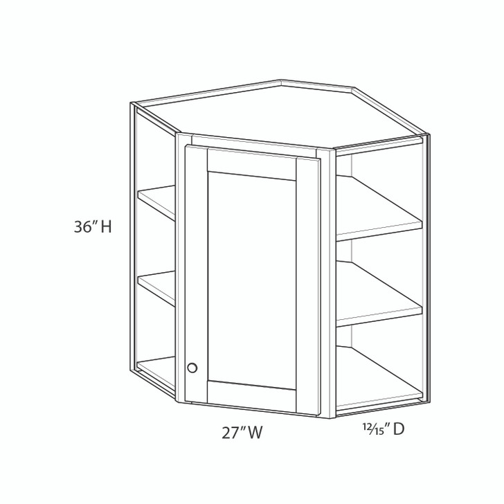 Aberdeen Ready to Assemble 27 in. W x 36 in. H x 15 in. D Plywood Diagonal Corner Wall Cabinet in Caramel
