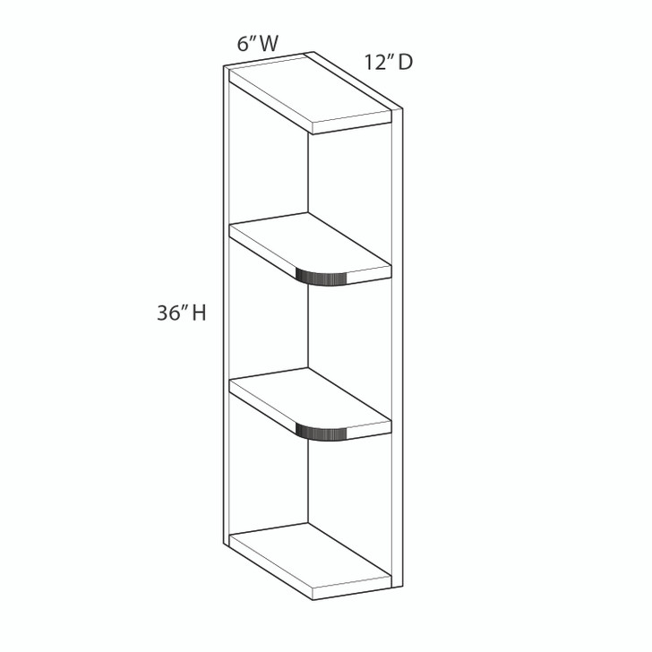 Aberdeen Ready to Assemble 6 in. W x 36 in. H x 12 in. D Plywood Wall End Cabinet in Caramel