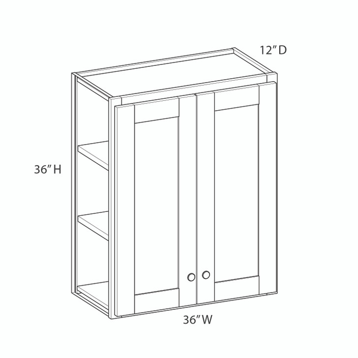 CHARLOTTE Assembled 36 in. W x 36 in. H x 12 in. D Plywood Wall Cabinet in Bordeaux