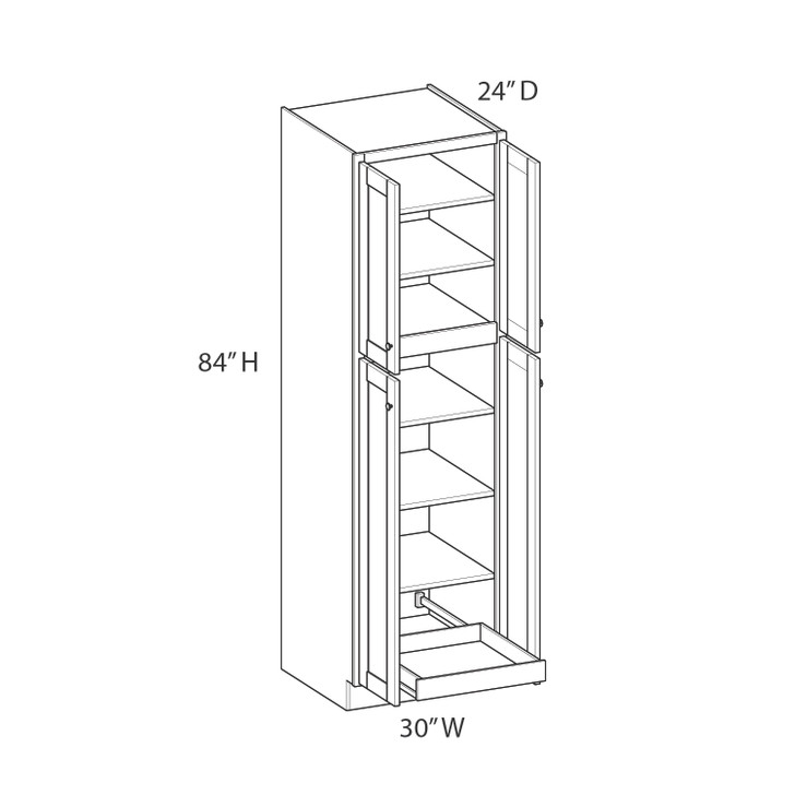 CHARLOTTE Ready to Assemble 30 in. W x 84 in. H x 24 in. D Plywood Tall Cabinet w/(1) Roll-out Tray in Bordeaux