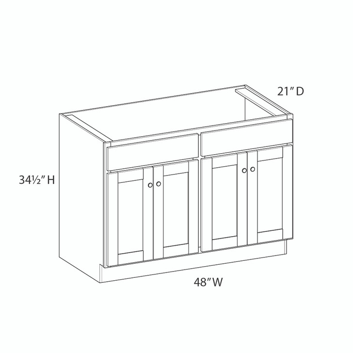 DAMASCUS Ready to Assemble 48 in. W x 34.5 in. H x 21 in. D Plywood Vanity Cabinet in French Vanilla