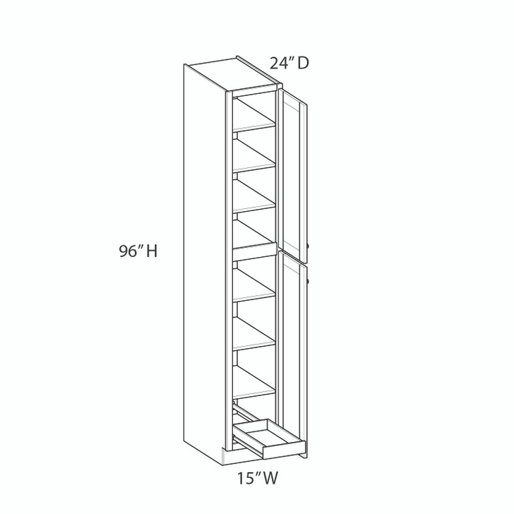 ROCKINGHAM Ready to Assemble 15 in. W x 96 in. H x 24 in. D Plywood Tall Cabinet w/(1) Roll-out Tray in Painted Stratus