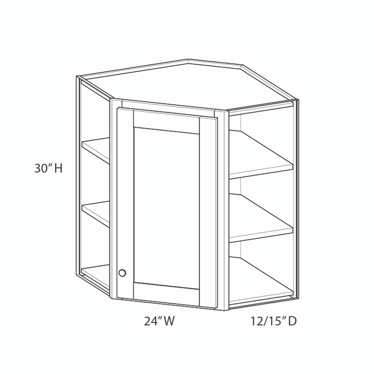 PEMBROKE Assembled 24 in. W x 30 in. H x 12 in. D Plywood Diagonal Corner Wall Cabinet in Painted White