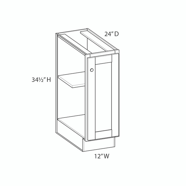 PEMBROKE Ready to Assemble 12 in. W x 34.5 in. H x 24 in. D Plywood Base Cabinet Full Height Door(s) in Painted White