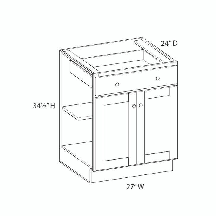 PEMBROKE Ready to Assemble 27 in. W x 34.5 in. H x 24 in. D Plywood Base Cabinet in Painted White