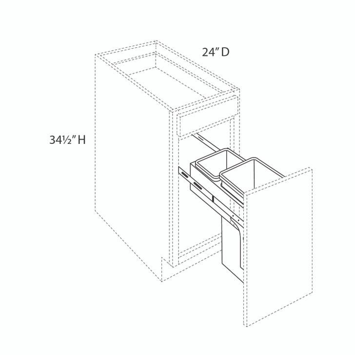 PEMBROKE Ready to Assemble 15 in. W x 34.5 in. H x 24 in. D Plywood Base Cabinet Pull-out Wastebasket w/Soft Close in Painted White