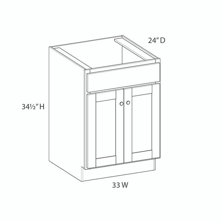 PEMBROKE Ready to Assemble 33 in. W x 34.5 in. H x 24 in. D Plywood Sink Base Cabinet in Painted White