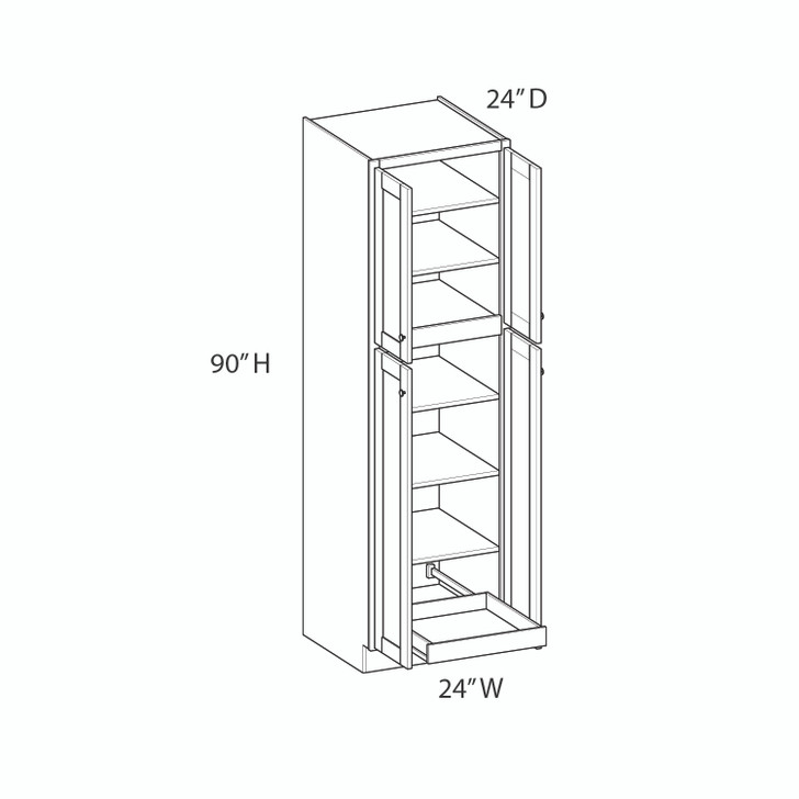 PEMBROKE Ready to Assemble 24 in. W x 90 in. H x 24 in. D Plywood Tall Cabinet w/(1) Roll-out Tray in Painted White