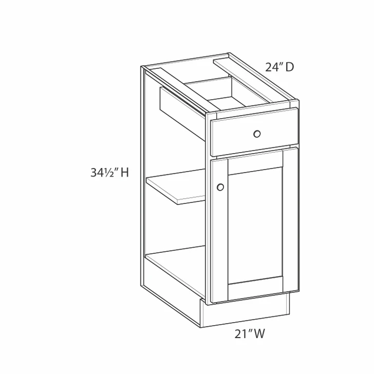 Brighton Assembled 21 in. W x 34.5 in. H x 24 in. D Plywood Base Cabinet in Painted White