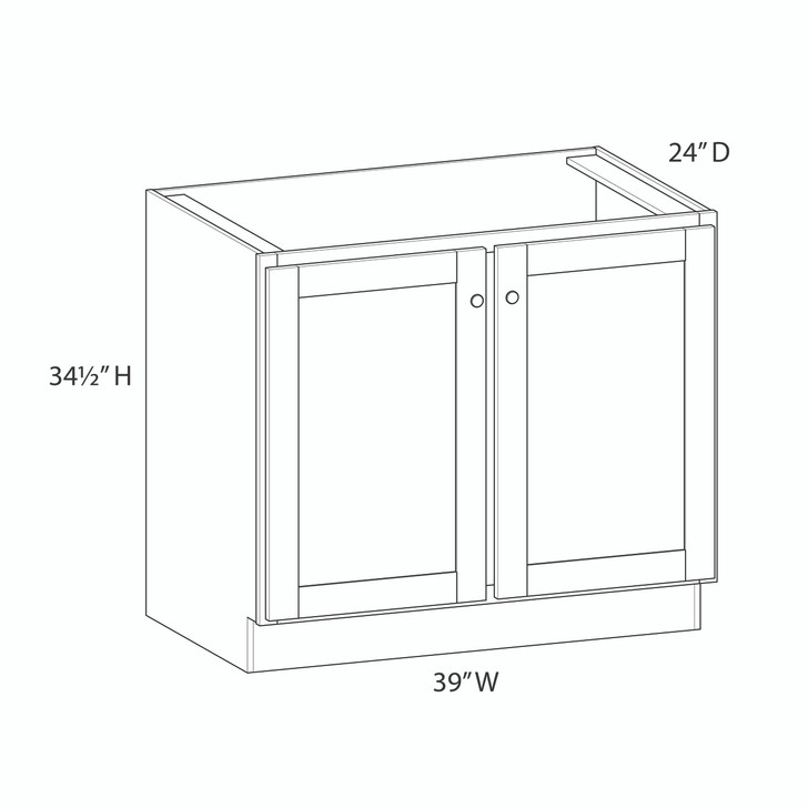 BELLE HAVEN Assembled 39 in. W x 34.5 in. H x 24 in. D Plywood Base Cabinet Full Height Door(s) in Driftwood