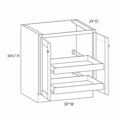 CHARLOTTE Assembled 30 in. W x 34.5 in. H x 24 in. D Plywood Base Cabinet Full Height Door(s) w/(2) Roll-out Trays in Bordeaux