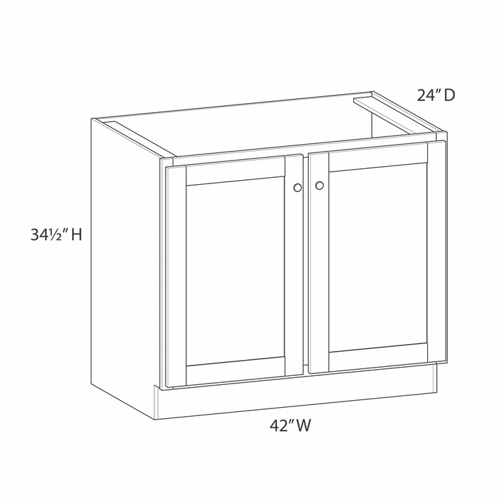 NORFOLK Assembled 42 in. W x 34.5 in. H x 24 in. D Plywood Base Cabinet Full Height Door(s) in Painted White