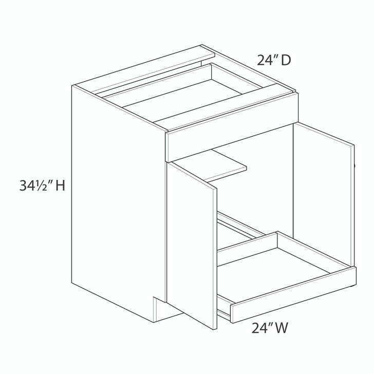 Euro Max Saratoga B24B (RT1) Base Cabinet + Roll-Out Tray