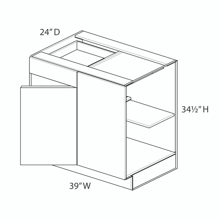 Euro Max Saratoga BLB42/45-R Base Corner Cabinet Blind Right