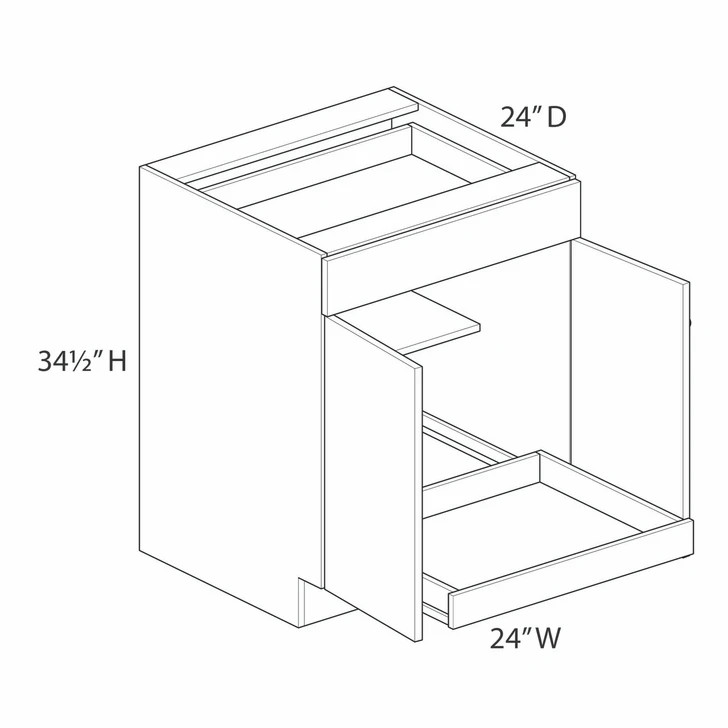 Euro Max Ithaca B24B (RT1) Base Cabinet + Roll-Out Tray