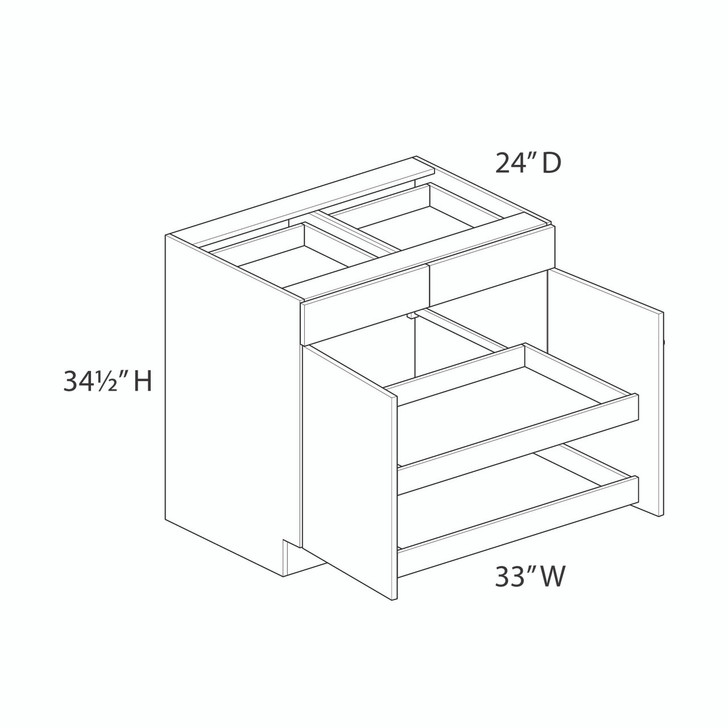 Euro Max Ithaca B33B (RT2) Base Cabinet + Roll-Out Tray