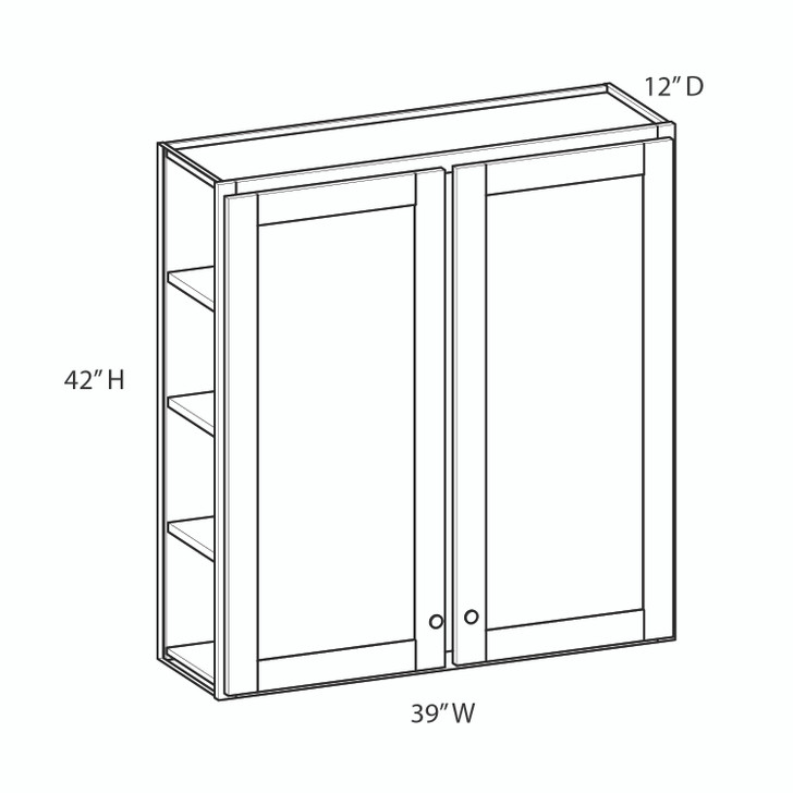 Westport Assembled 39 in. W x 42 in. H x 12 in. D Plywood Wall Cabinet in Painted White
