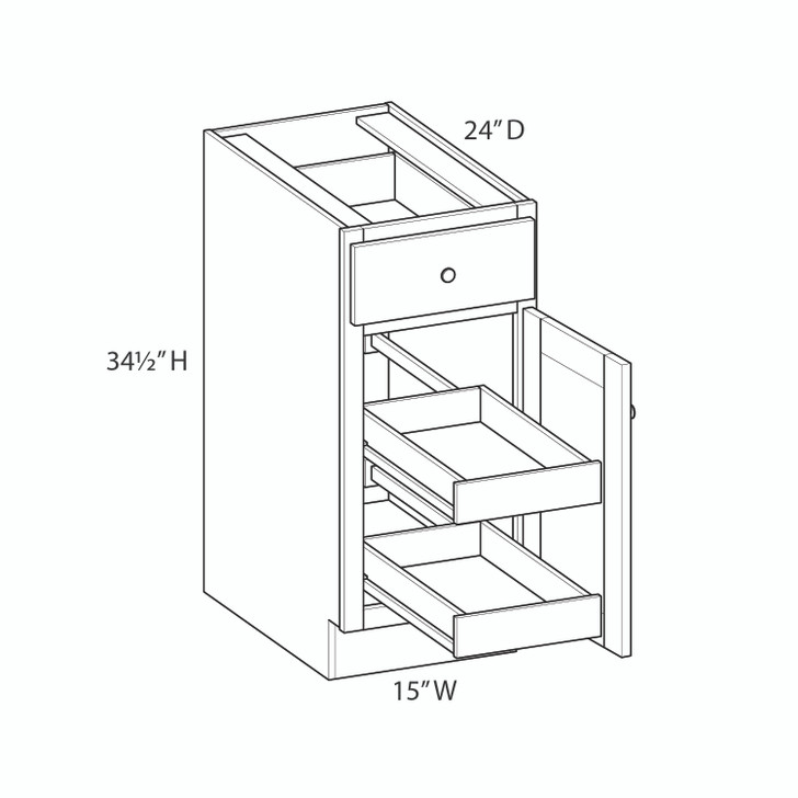 Westport Ready to Assemble 15 in. W x 34.5 in. H x 24 in. D Plywood Base Cabinet w/(2) Roll-out Trays in Painted White