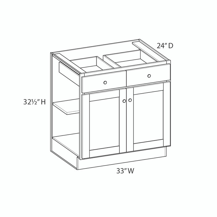 Bedford Assembled 33 in. W x 32.5 in. H x 24 in. D Plywood Base Cabinet in Painted White