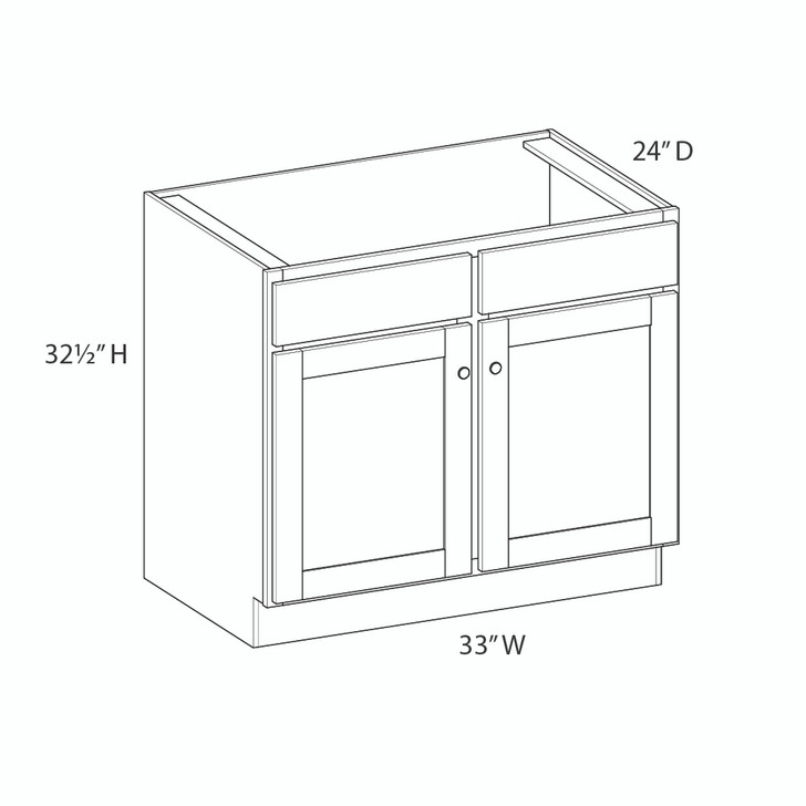 Bedford Assembled 33 in. W x 32.5 in. H x 24 in. D Plywood Sink Base Cabinet in Painted White