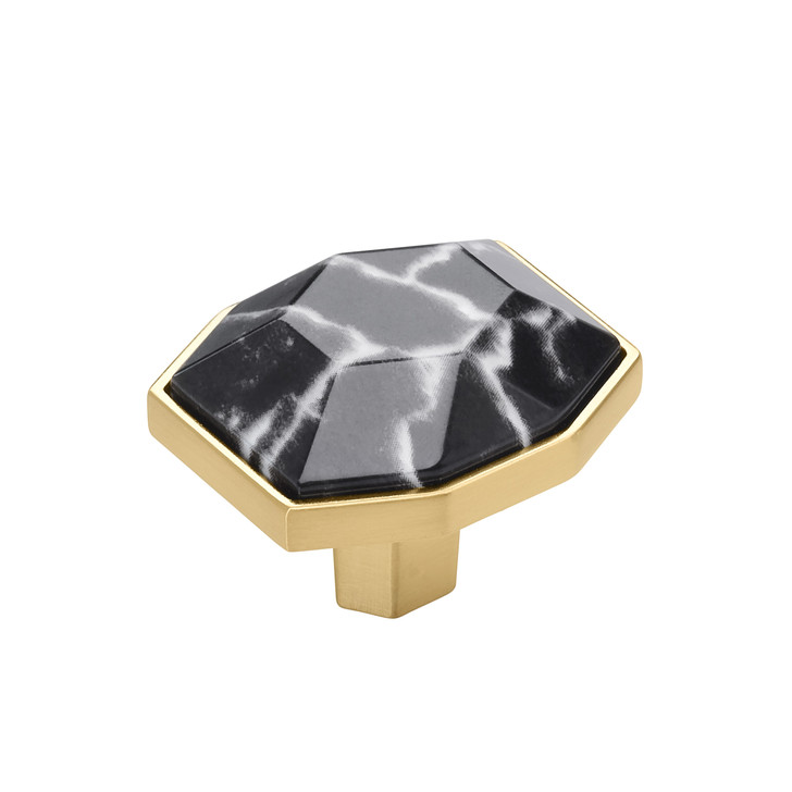 BP36638MBKCZ - Carrione Collection 1 5/16-inch (33 mm) Marble Black/Champagne Bronze Finish Knob