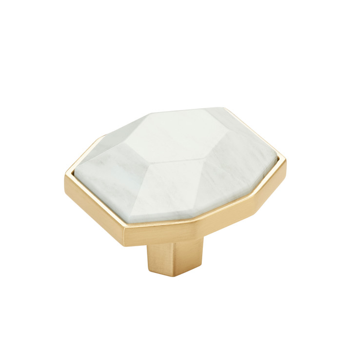 BP36638MWCZ - Carrione Collection 1 5/16-inch (33 mm) Marble White/Champagne Bronze Finish Knob