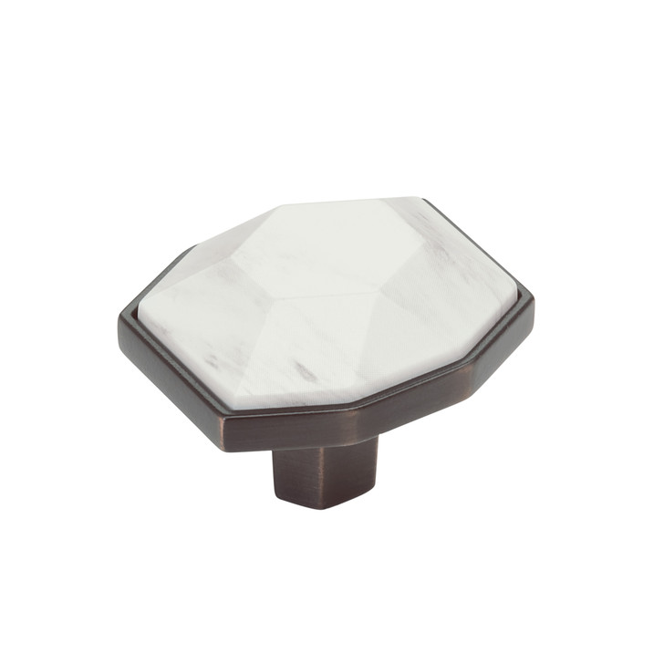 BP36638MWORB - Carrione Collection 1 5/16-inch (33 mm) Marble White/Oil Rubbed Bronze Finish Knob
