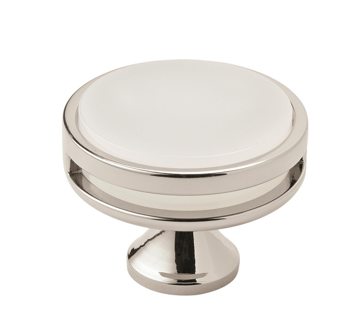 BP36609PNFA - Oberon Collection 1 5/16-inch (33 mm) Polished Nickel/Frosted Acrylic Finish Knob