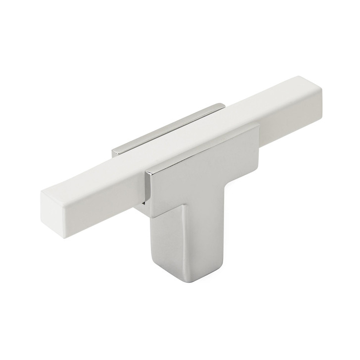 BP6726WHT - Urbanite Collection 1 3/16-inch (30 mm) Polished Chrome/White Finish Knob
