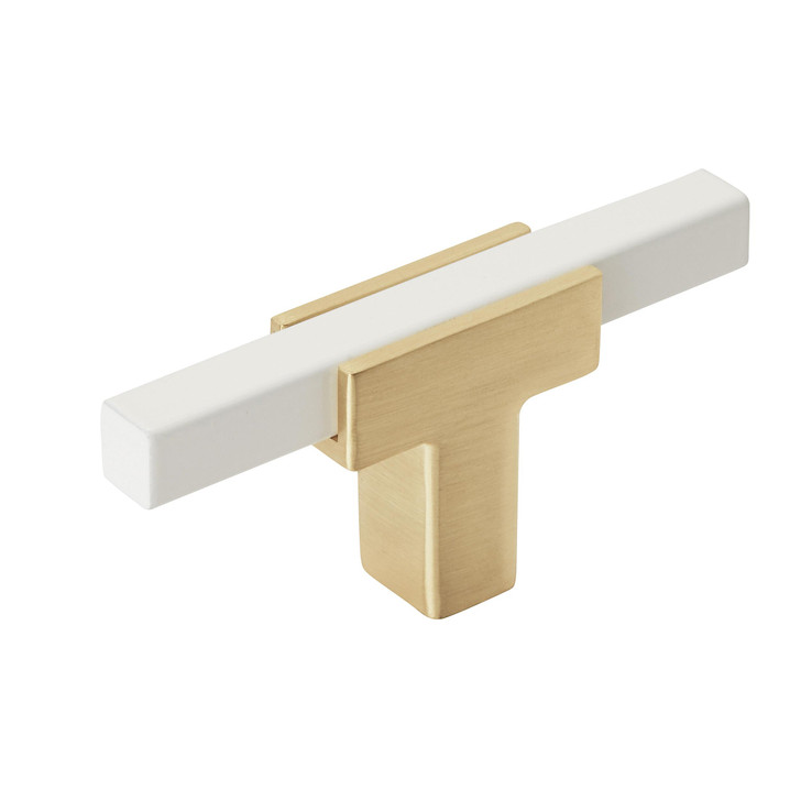 BP67BGLWHT - Urbanite Collection 1 3/16-inch (30 mm) Brushed Gold/White Finish Knob