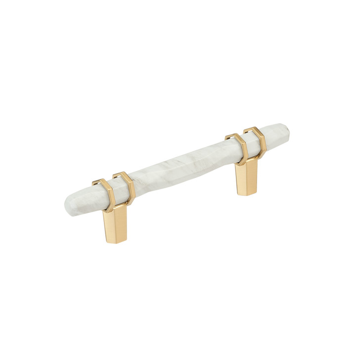 BP36648MWCZ - Carrione Collection 1 9/16-inch (40 mm) Marble White/Champagne Bronze Finish Pull