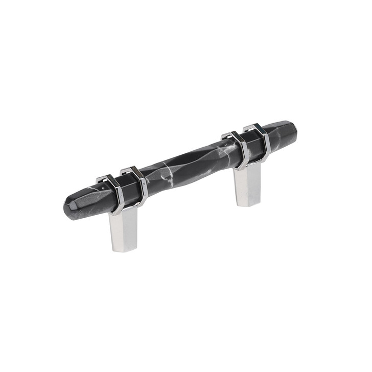 BP36639MBK26 - Carrione Collection 1 7/16-inch (37 mm) Marble Black/Polished Chrome Finish Pull