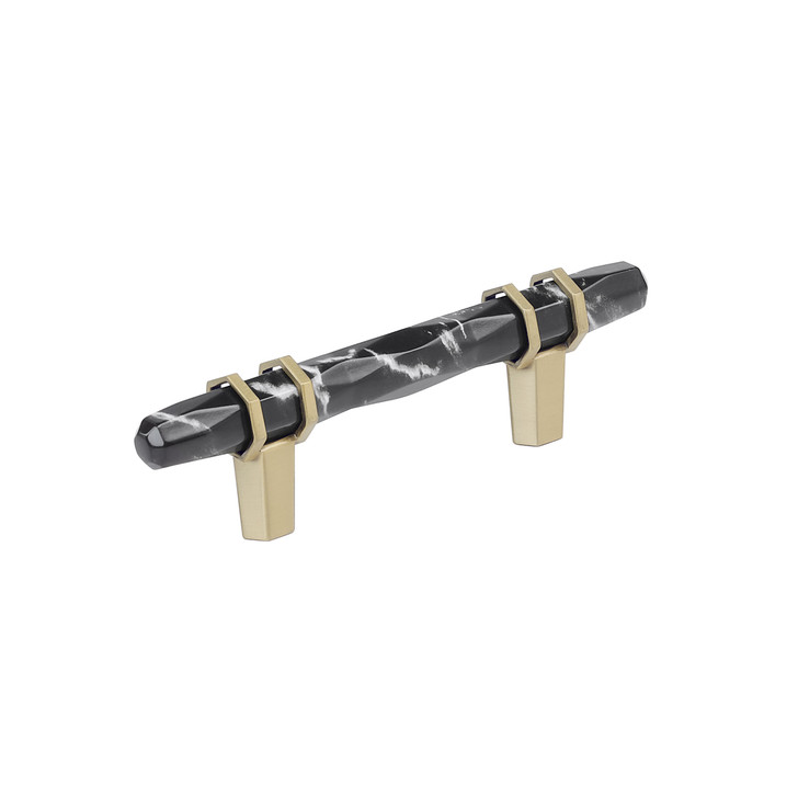 BP36639MBKBBZ - Carrione Collection 1 7/16-inch (37 mm) Marble Black/Golden Champagne Finish Pull