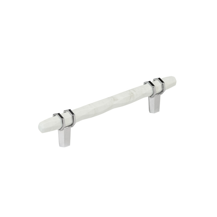 BP36649MW26 - Carrione Collection 1 9/16-inch (40 mm) Marble White/Polished Chrome Finish Pull