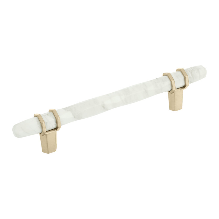 BP36649MWBBZ - Carrione Collection 1 9/16-inch (40 mm) Marble White/Golden Champagne Finish Pull