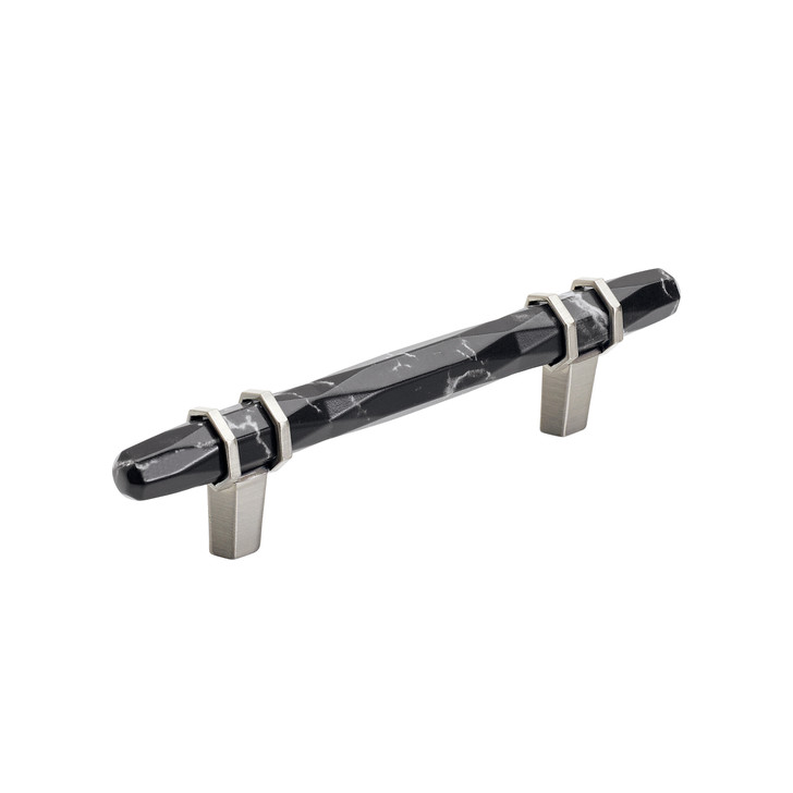 BP36648MBKG10 - Carrione Collection 1 9/16-inch (40 mm) Marble Black/Satin Nickel Finish Pull