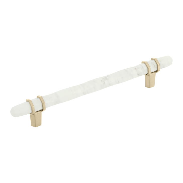 BP36650MWBBZ - Carrione Collection 1 9/16-inch (40 mm) Marble White/Golden Champagne Finish Pull
