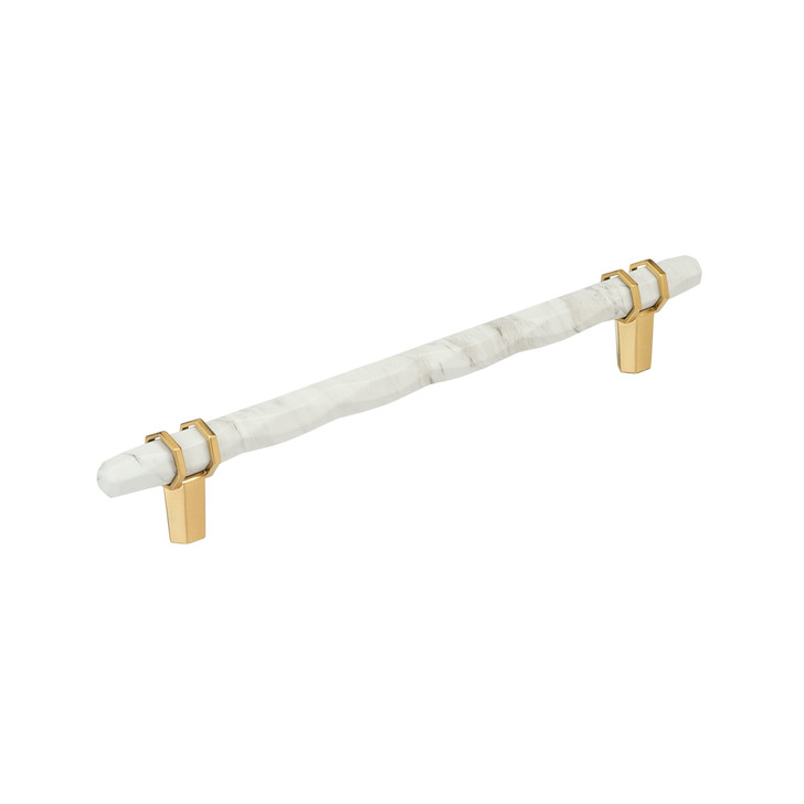 BP36663MWCZ - Carrione Collection 1 9/16-inch (40 mm) Marble White/Champagne Bronze Finish Pull