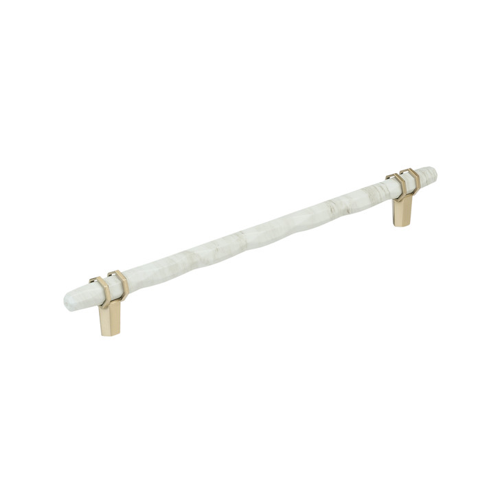 BP36664MWBBZ - Carrione Collection 1 9/16-inch (40 mm) Marble White/Golden Champagne Finish Pull