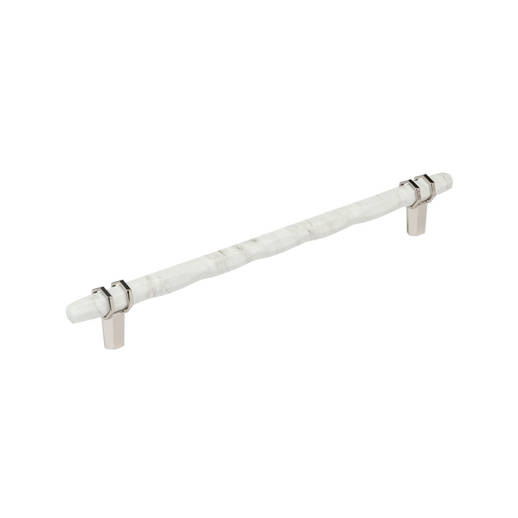 BP36664MWPN - Carrione Collection 1 9/16-inch (40 mm) Marble White/Polished Nickel Finish Pull