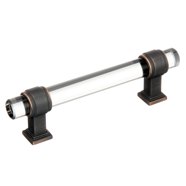 BP36654CORB - Glacio Collection 1 1/2-inch (38 mm) Clear/Oil Rubbed Bronze Finish Pull