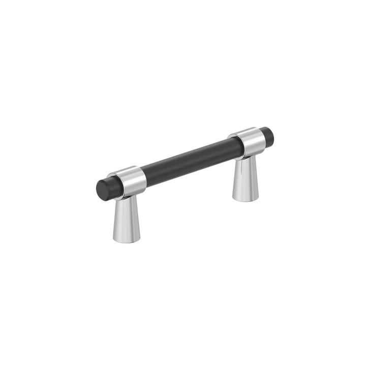 BP37385FB26 - Mergence Collection 1 5/16-inch (33 mm) Matte Black/Polished Chrome Finish Pull
