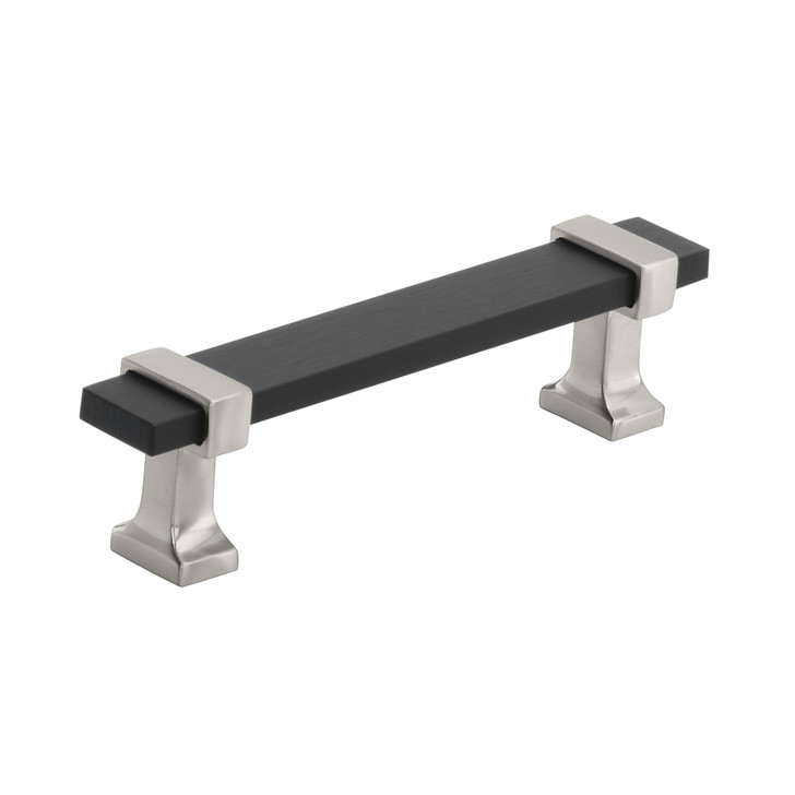 BP36681BMBG10 - Overton Collection 1 1/8-inch (29 mm) Brushed Matte Black/Satin Nickel Finish Pull