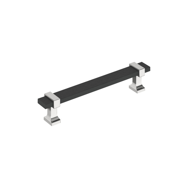 BP36682BMB26 - Overton Collection 1 1/8-inch (29 mm) Brushed Matte Black/Polished Chrome Finish Pull