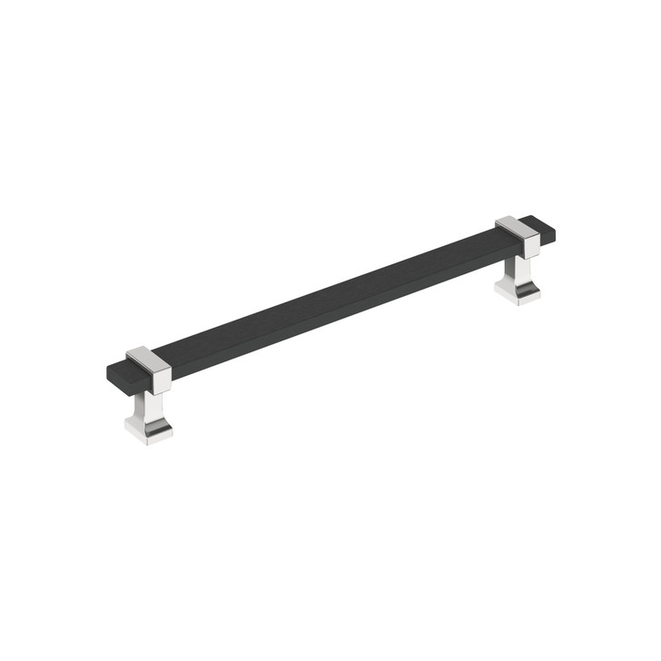 BP37081BMB26 - Overton Collection 1 1/8-inch (29 mm) Brushed Matte Black/Polished Chrome Finish Pull
