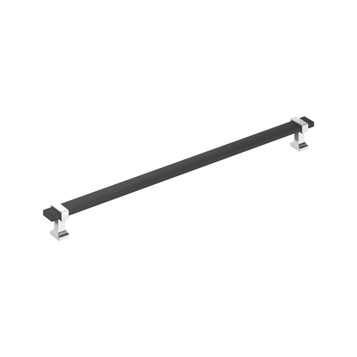 BP37083BMB26 - Overton Collection 1 1/8-inch (29 mm) Brushed Matte Black/Polished Chrome Finish Pull
