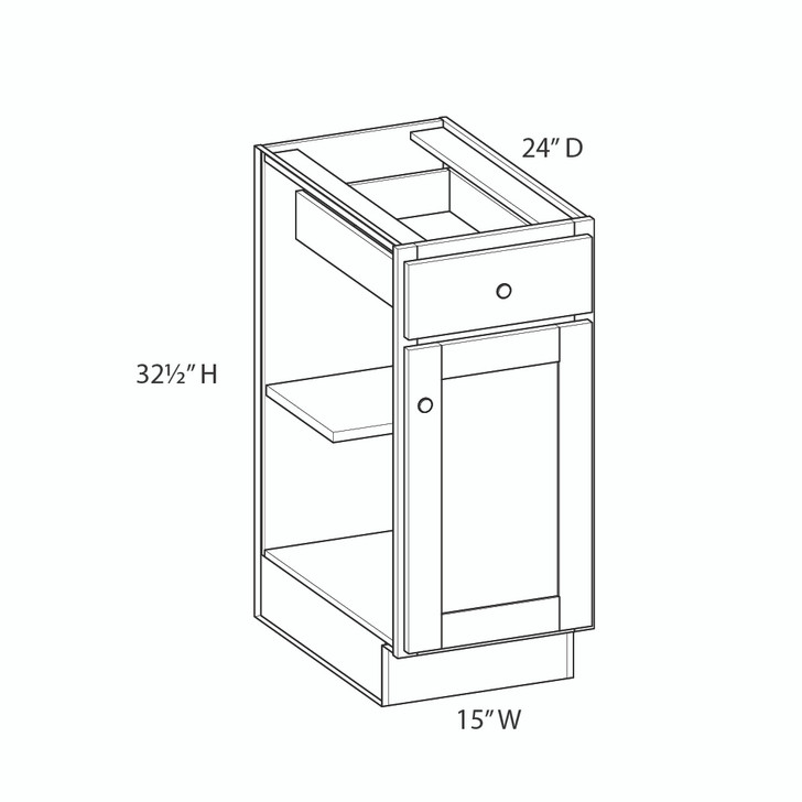 AMHERST Shaker 15 in. W x 32 in. H x 24 in. D in Walnut Plywood Assembled Base Cabinet