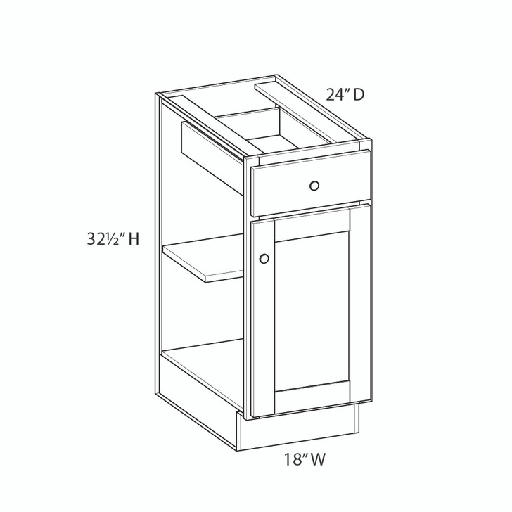 AMHERST Shaker 18 in. W x 32 in. H x 24 in. D in Walnut Plywood Assembled Base Cabinet