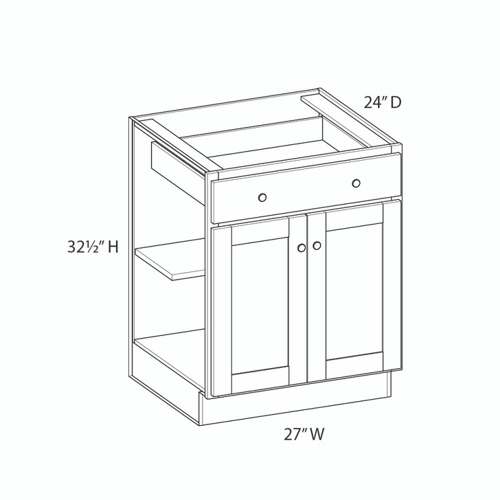 AMHERST Shaker 27 in. W x 32 in. H x 24 in. D in Walnut Plywood Assembled Base Cabinet